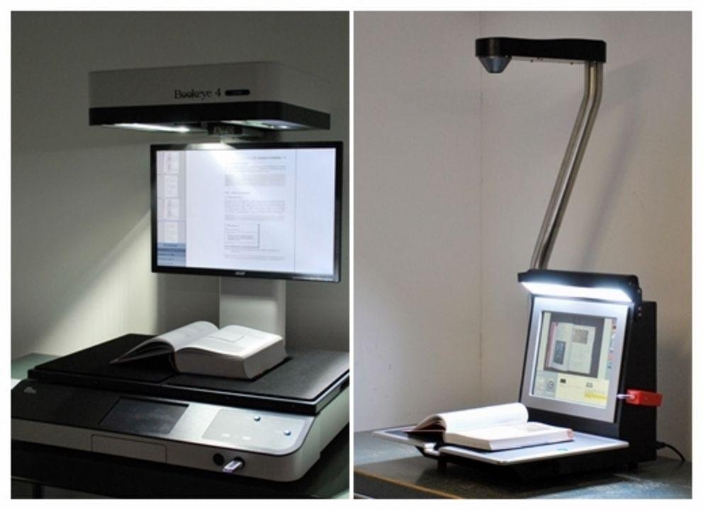 Aufsichtscanner "Bookeye 4" (links) und "Microbox Spirit" Aufsichtscanner "Bookeye 4" (links) und "Microbox Spirit"