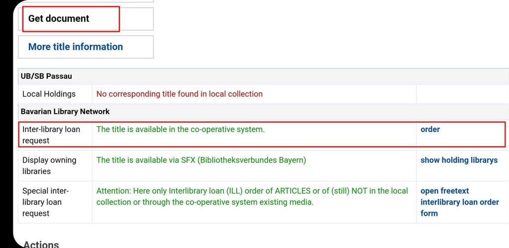 Requesting a book via library loan