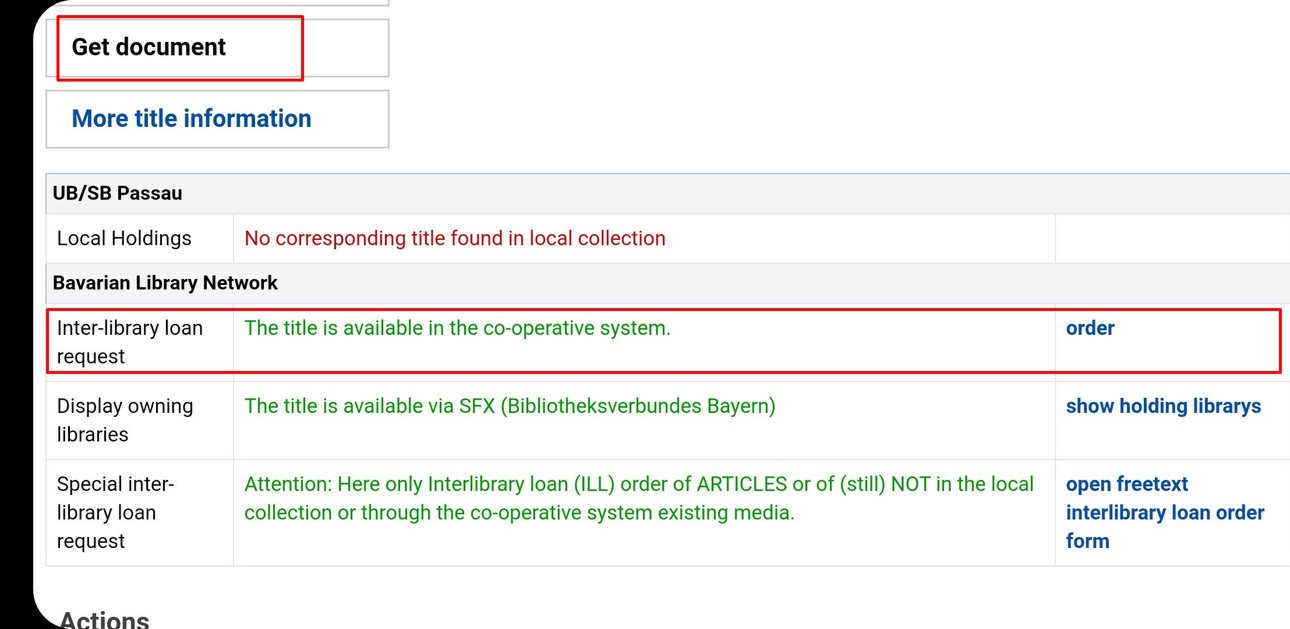 Requesting a book via library loan