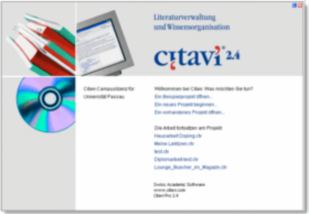 Citavi-Startbildschirm 