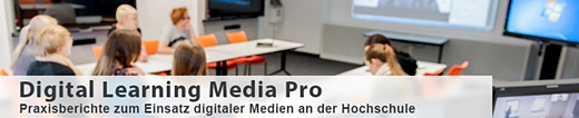 Headergrafik zur Open-Access-Zeitschrift "Digital Learning Media Pro - Praxisberichte zum Einsatz digitaler Medien an der Hochschule"
